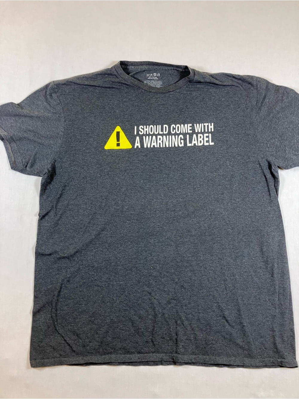 Men's Dark Gray Graphic Tee - 'I Should Come With A Warning Label'